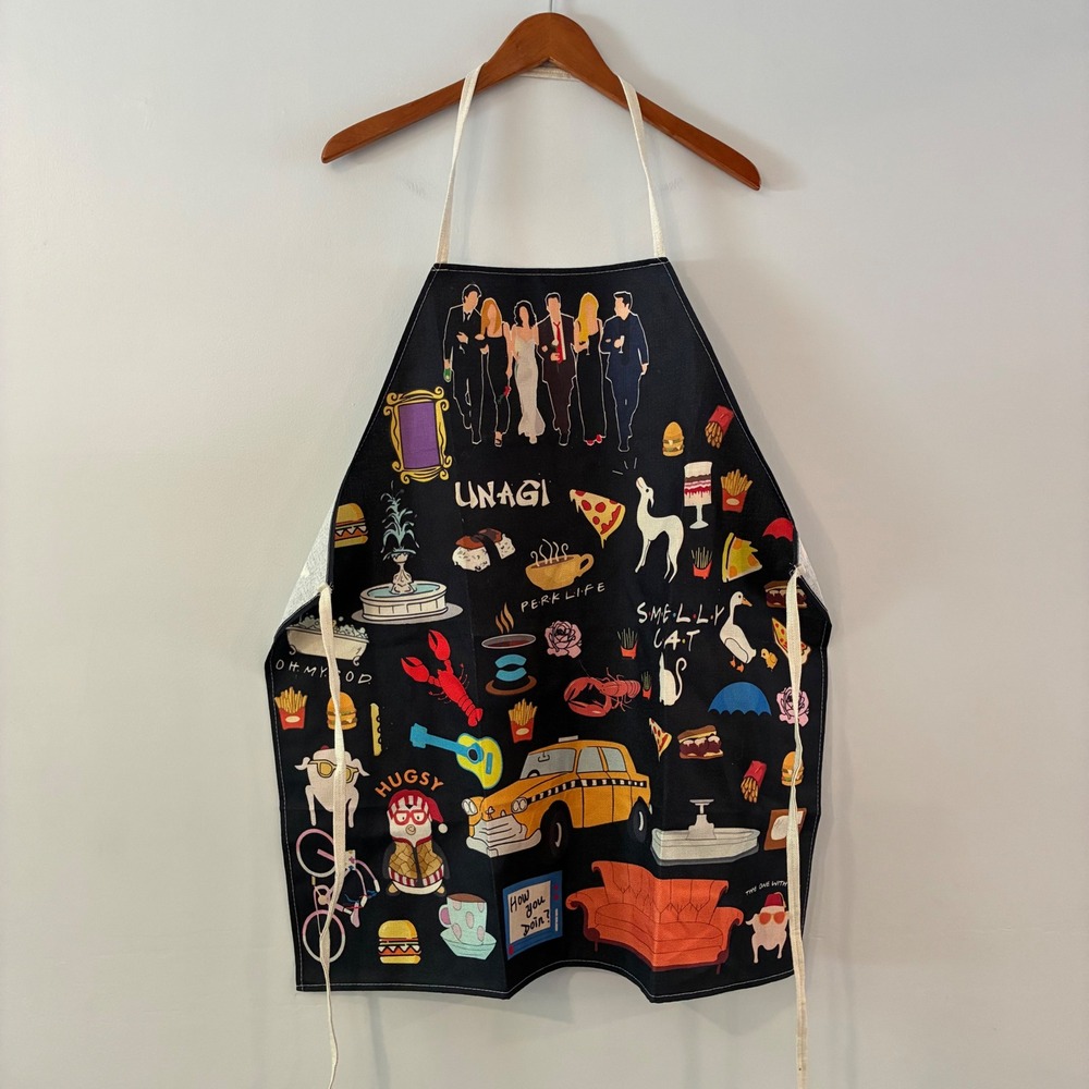 Friends TV Show Apron Black Iconic Graphics Bib Style 90s nostalgia Central Perk